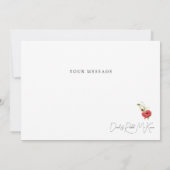 Wasserfarbe Rote Blüte Custom Vielen Dank Dankeskarte (Rückseite)