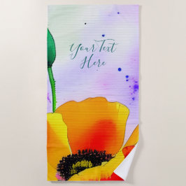 Wasserfarbe Rote Blüten Strandtuch