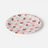 Wasserfarbe Rote Erdbeere Rosa Kariert Pappteller (Schrägansicht)