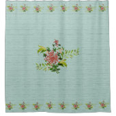 Wasserfarbe Rote Gerbera Daisy mit Grün Duschvorhang (Vorderseite)