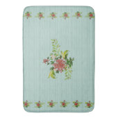 Wasserfarbe Rote Gerbera Daisy mit Grünpflanzen Ba Badematte (Vorderseite Vertikal)