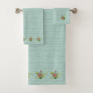 Wasserfarbe Rote Gerbera Daisy w/Grüne Bad Towe Badhandtuch Set