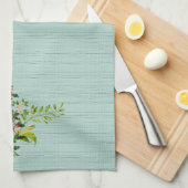 Wasserfarbe Rote Gerbera Daisy w/ Grüne Geschirrtuch (Viertel Falte)