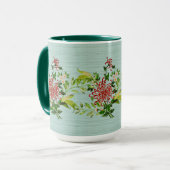 Wasserfarbe Rote Gerbera Daisy w/ Grüne Tasse (Vorderseite Links)