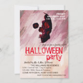 Wasserfarbe Rote gestrichene Halloween-Kunst Einladung (Vorderseite)