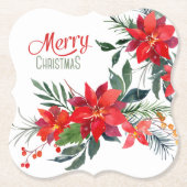 Wasserfarbe Rote Poinsettia Bouquet Holiday Untersetzer (Vorderseite)