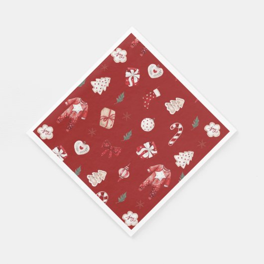 Wasserfarbe Rote Weihnachten Frohe kleine Babydusc Serviette (Ecke)