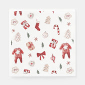 Wasserfarbe Rote Weihnachten Frohe kleine Babydusc Serviette (Vorderseite)