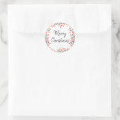Wasserfarbe Rote Winter Berries Frohe Weihnachten Runder Aufkleber (Tasche)