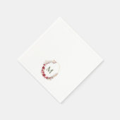 Wasserfarbe Roter Weihnachtskranz Monogram Napkins Serviette (Ecke)
