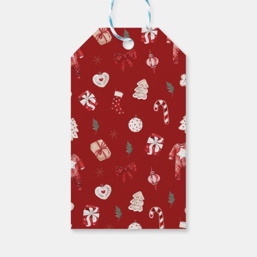 Wasserfarbe Roter Winter Niedliche Weihnachtsdusch Geschenkanhänger (Rückseite)