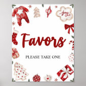 Wasserfarbe Roter Winter Niedliche Weihnachtsfavor Poster (Vorne)