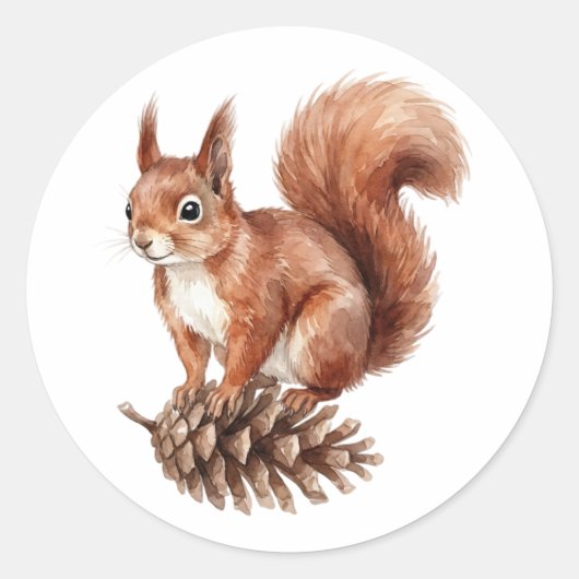 Wasserfarbe Rotw eichhörnchen Waldtier Aufkleber (Vorderseite)