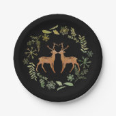 Wasserfarbe-Rotwild-Papier-Teller Pappteller (Vorderseite)