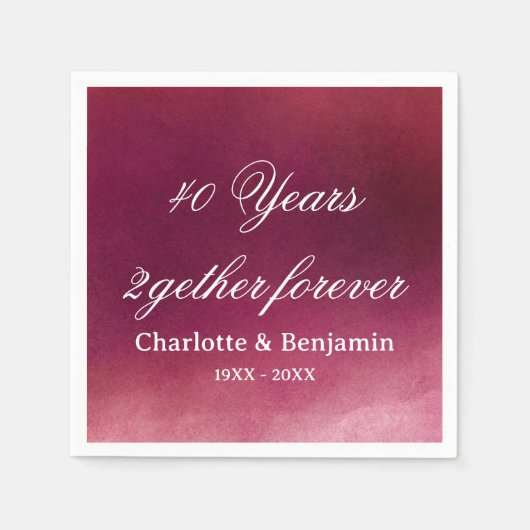 Wasserfarbe Ruby Hochzeit 40 Jahre Jubiläum Serviette (Vorderseite)