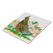 Wasserfarbe Ruffed Grouse Gamebird Mountain Laurel Fliese (Seite)