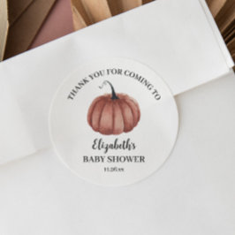 Wasserfarbe Rustic Pumpkin Danke Baby Dusche Runder Aufkleber