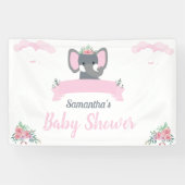 Wasserfarbe Rustikal rosa Elephant Bläsernchen Bab Banner (Horizontal)