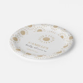 Wasserfarbe Rustikal Yellow Sun Boho Babydusche Pappteller (Schrägansicht)