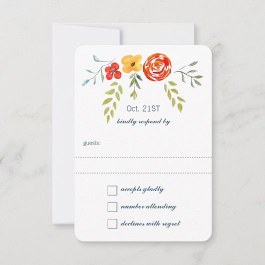 Wasserfarbe Rustikale Blumengarten RSVP Karte (Vorderseite)
