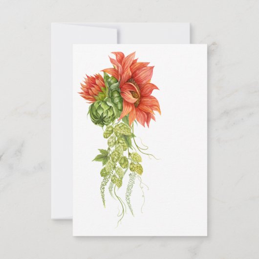 Wasserfarbe Rustikale Bohemische Rote Sonnenblumen RSVP Karte (Rückseite)