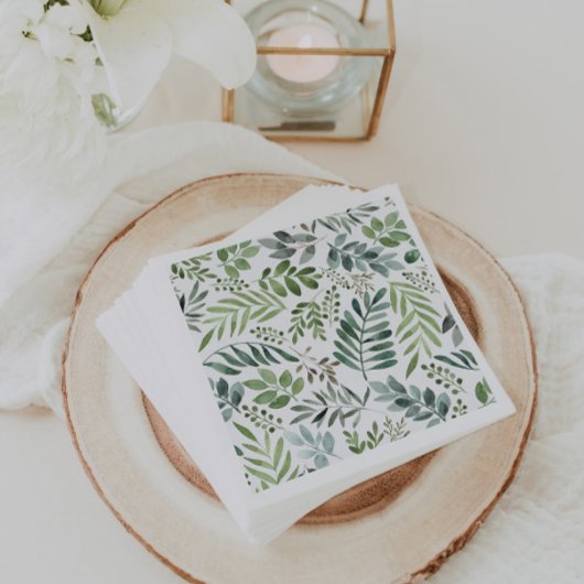 Wasserfarbe Rustikale botanische Blätter Serviette