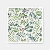 Wasserfarbe Rustikale botanische Blätter Serviette (Vorderseite)