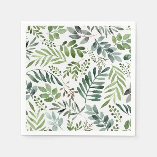 Wasserfarbe Rustikale botanische Blätter Serviette (Vorderseite)
