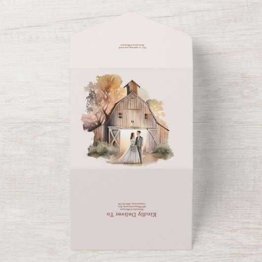 Wasserfarbe Rustikale Brauerei All In One Einladung (Außenbereich)