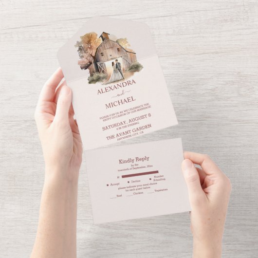 Wasserfarbe Rustikale Brauerei All In One Einladung (Abreißen)