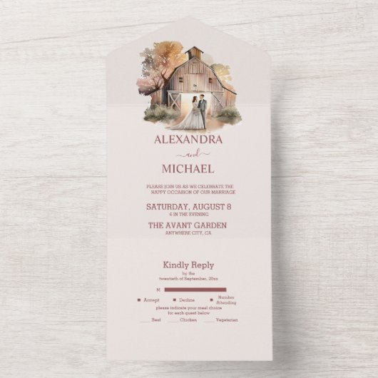 Wasserfarbe Rustikale Brauerei All In One Einladung (Innen Boden)