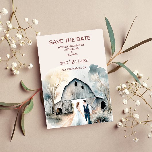 Wasserfarbe Rustikale Brauerei Save The Date