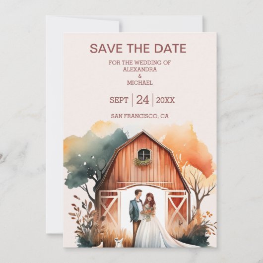 Wasserfarbe Rustikale Brauerei Save The Date (Vorderseite)