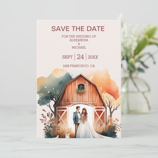 Wasserfarbe Rustikale Brauerei Save The Date (Stehend Vorderseite)