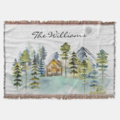 Wasserfarbe Rustikale Foggy Forest Mountain Kabine Decke (Vorderseite)