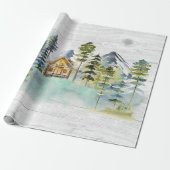 Wasserfarbe Rustikale Foggy Forest Mountain Kabine Geschenkpapier (Ungerollt)