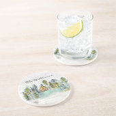 Wasserfarbe Rustikale Foggy Forest Mountain Kabine Getränkeuntersetzer (Seite)