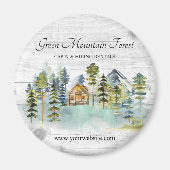 Wasserfarbe Rustikale Foggy Forest Mountain Kabine Magnet (Vorne)
