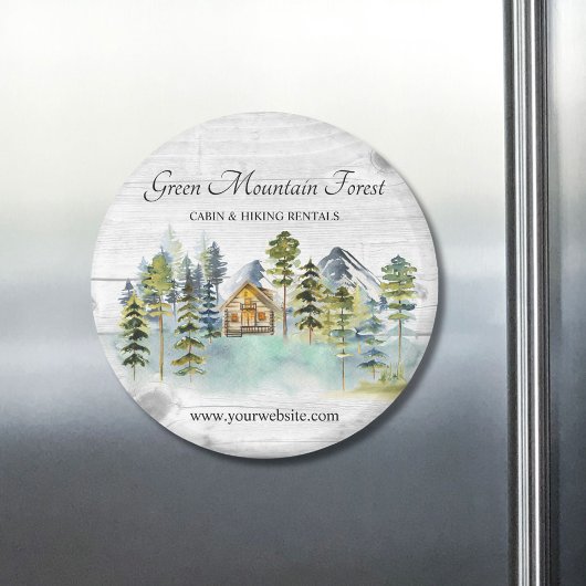 Wasserfarbe Rustikale Foggy Forest Mountain Kabine Magnet