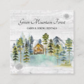 Wasserfarbe Rustikale Foggy Forest Mountain Kabine Quadratische Visitenkarte (Vorderseite)