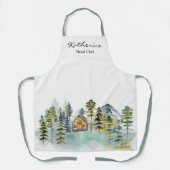 Wasserfarbe Rustikale Foggy Forest Mountain Kabine Schürze (Vorderseite)