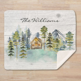 Wasserfarbe Rustikale Foggy Forest Mountain Kabine Sherpadecke