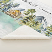 Wasserfarbe Rustikale Foggy Forest Mountain Kabine Sherpadecke (3/4)