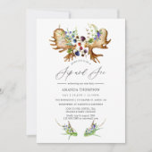 Wasserfarbe Rustikale Forest Sip and See Party Einladung (Vorderseite)