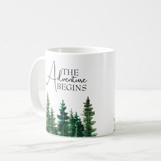 Wasserfarbe Rustikale Grüne Bäume Erlebnis Anfänge Kaffeetasse (Vorderseite Links)