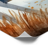 Wasserfarbe Rustikale Herbstfälle Bäume See Rowboa Poster (Ecke)