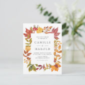 Wasserfarbe Rustikale Herbstleute Rahmen Hochzeit Einladungspostkarte (Stehend Vorderseite)