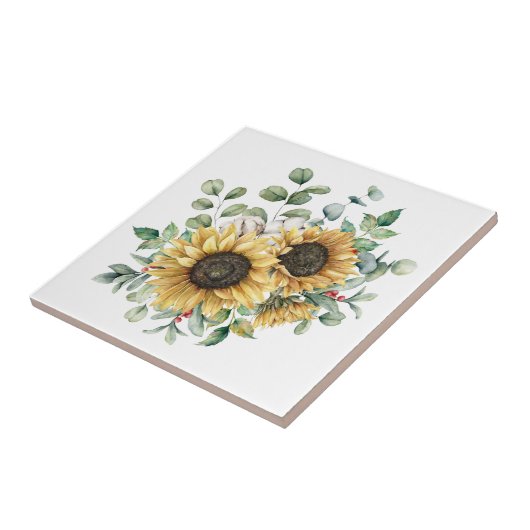 Wasserfarbe Rustikale Herbstsonne Bouquet Fliese (Seite)