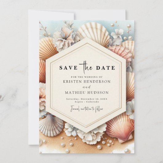 Wasserfarbe Rustikale Hochzeit am Strand Save The Date (Vorderseite)