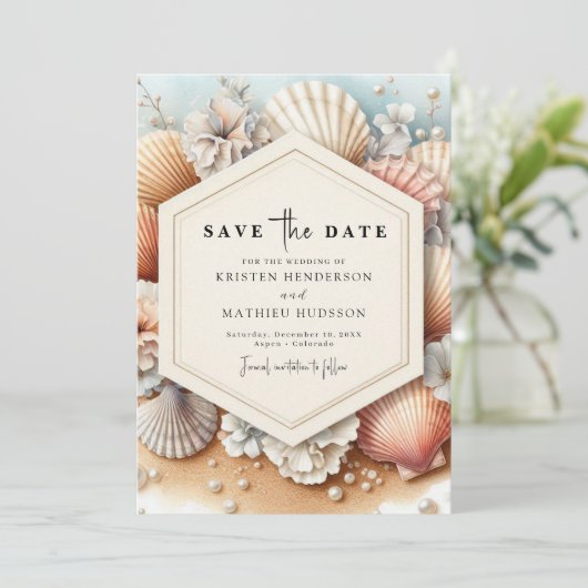 Wasserfarbe Rustikale Hochzeit am Strand Save The Date (Stehend Vorderseite)